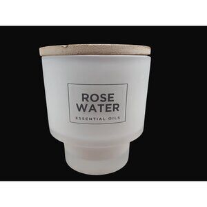Wolf Lamb W L Rose Water Essential Oils 13 Oz Candle Wooden Lid Frosted Glass Ja